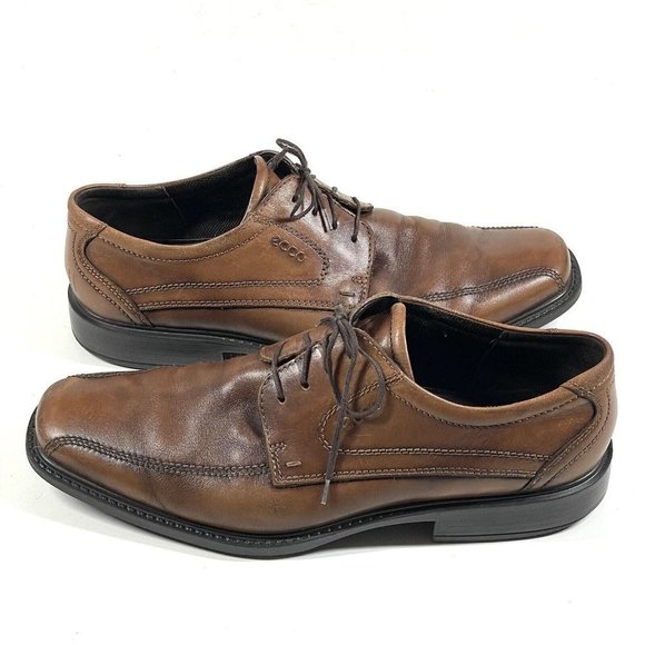 ECCO Men's Helsinki Brown‎ Leather Lace Up Square Toe Oxford 12-12.5 US / EUR 46 - Picture 6 of 14